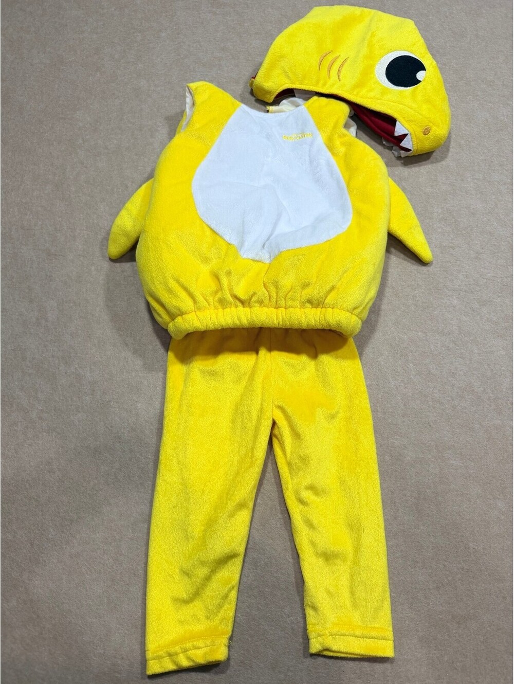Pinkfong Baby Shark yellow halloween cosplay dress up costume with hood 12-18mon